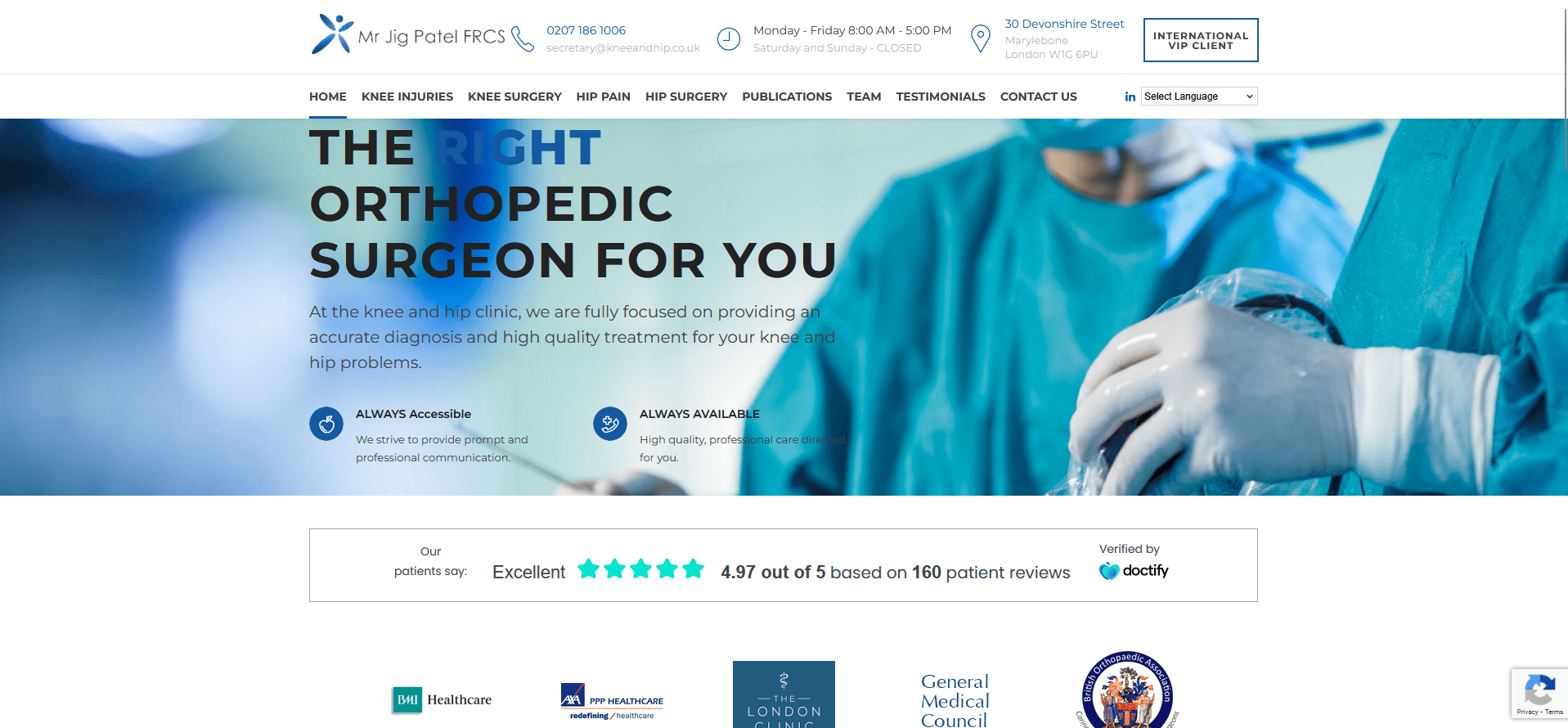 Knee & Hip — project screenshot by WebZ Experts