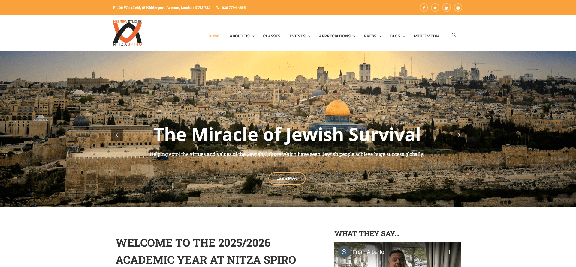 Events & Classes — project screenshot by WebZ Experts